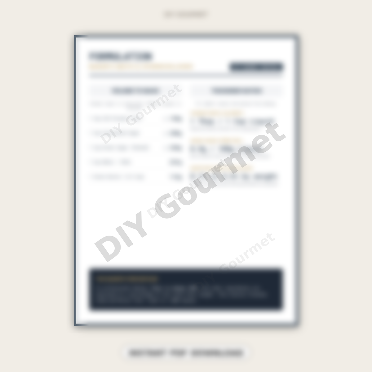 DIY Gourmet - Baker's Math & Hydrocolloids chart preview - instant PDF download